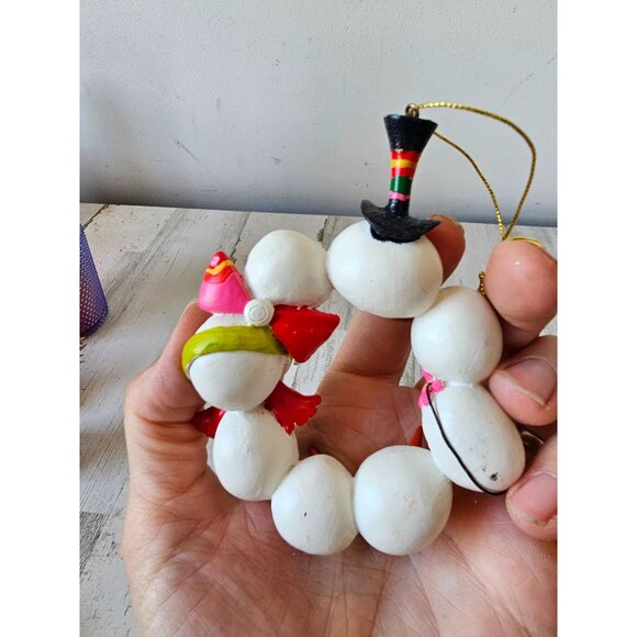 snowman wreath unique ornament top hat Xmas tree glitter - Picture 4 of 8